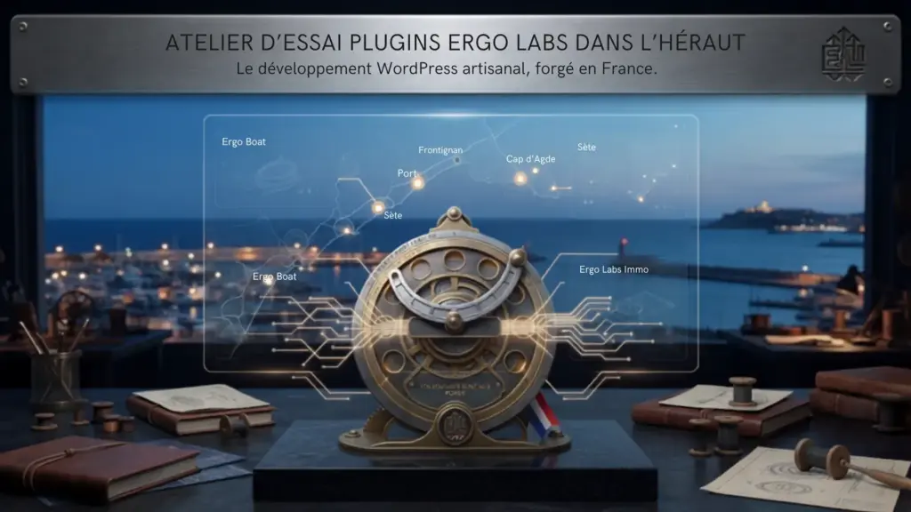 Atelier d'essai Ergo Labs : Roadmap des plugins WordPress Ergo Boat et Immo pour les ports et agences de Sète, Cap d'Agde, Marseillan et Frontignan.